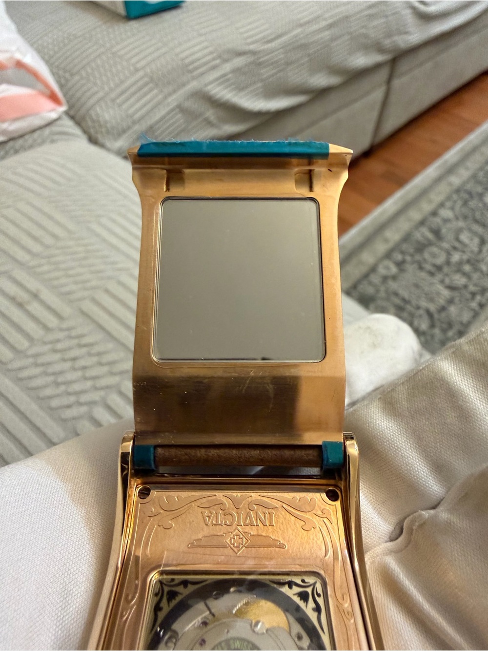 Rare Invicta Times Square 2413 Gold Swiss Automatic ETA 2824 Flip Case Watch - Picture 10 of 12